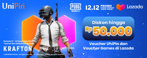 Promo Diskon hingga Rp 50.000 Voucher Games & Voucher UniPin di 12.12 Lazada 2022 bareng UniPin